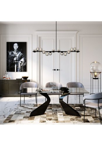 KARE DESIGN Gloria Sort spisebord, rektangulrt - glass og sort stl (200x100)