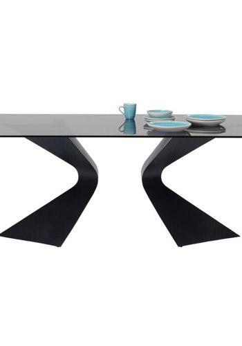 KARE DESIGN Gloria Sort spisebord, rektangulrt - glass og sort stl (200x100)