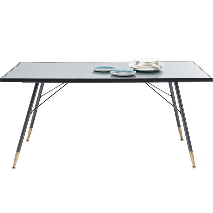 KARE DESIGN La Gomera spisebord - klar glas/sort MDF og antracitgr/messing stl (160x80)