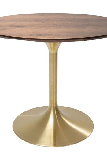 KARE DESIGN Invitation Set Walnut Brass matbord, runt - brunt valnötsfaner och mässingsstl (90)