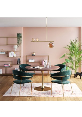 KARE DESIGN Invitation Set Walnut Brass matbord, runt - brunt valnötsfaner och mässingsstl (90)