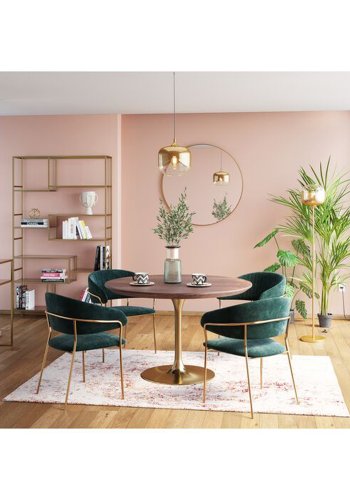 KARE DESIGN Invitation Set Walnut Brass matbord, runt - brunt valnötsfaner och mässingsstl (90)