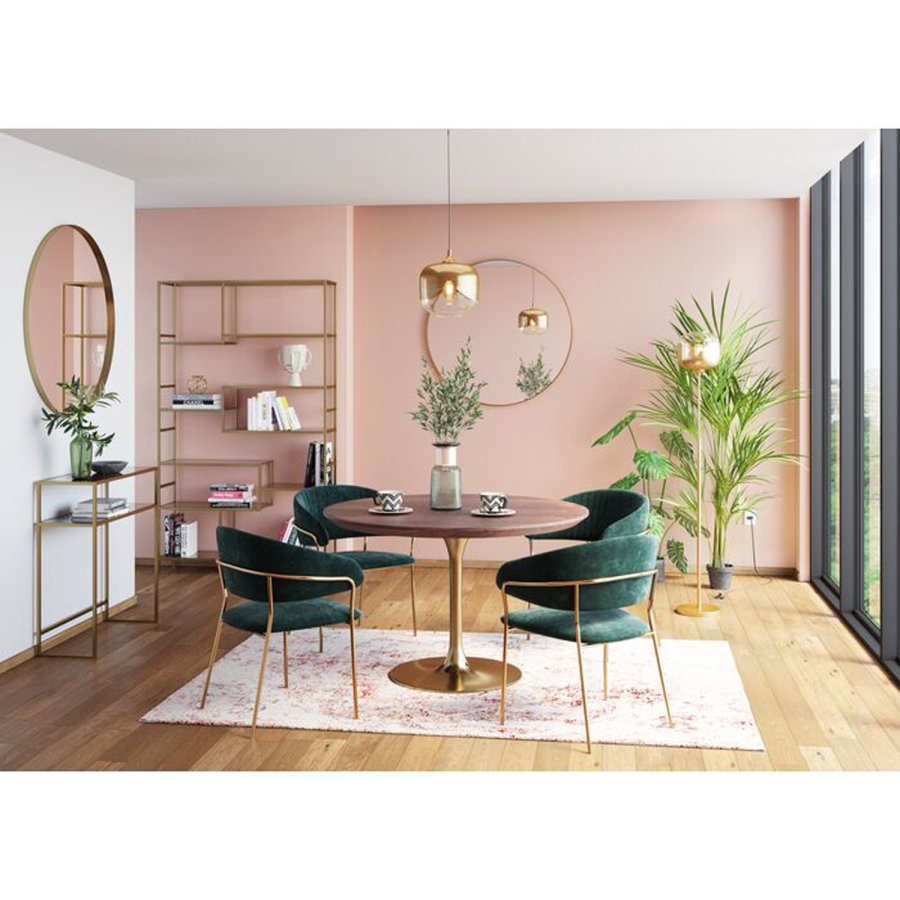 KARE DESIGN Invitation Set Walnut Brass matbord, runt - brunt valnötsfaner och mässingsstl (90)