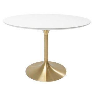 KARE DESIGN Invitation Set White Brass matbord, runt - vit MDF och mässingsstl (120)