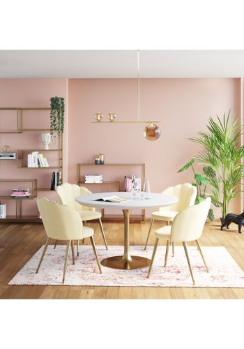 KARE DESIGN Invitation Set White Brass spisebord, rund - hvid MDF og messing stl (120)