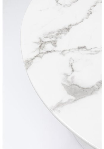 KARE DESIGN Veneto Marble White spisebord, rund - hvid mineralmarmor og hvid stl (110)