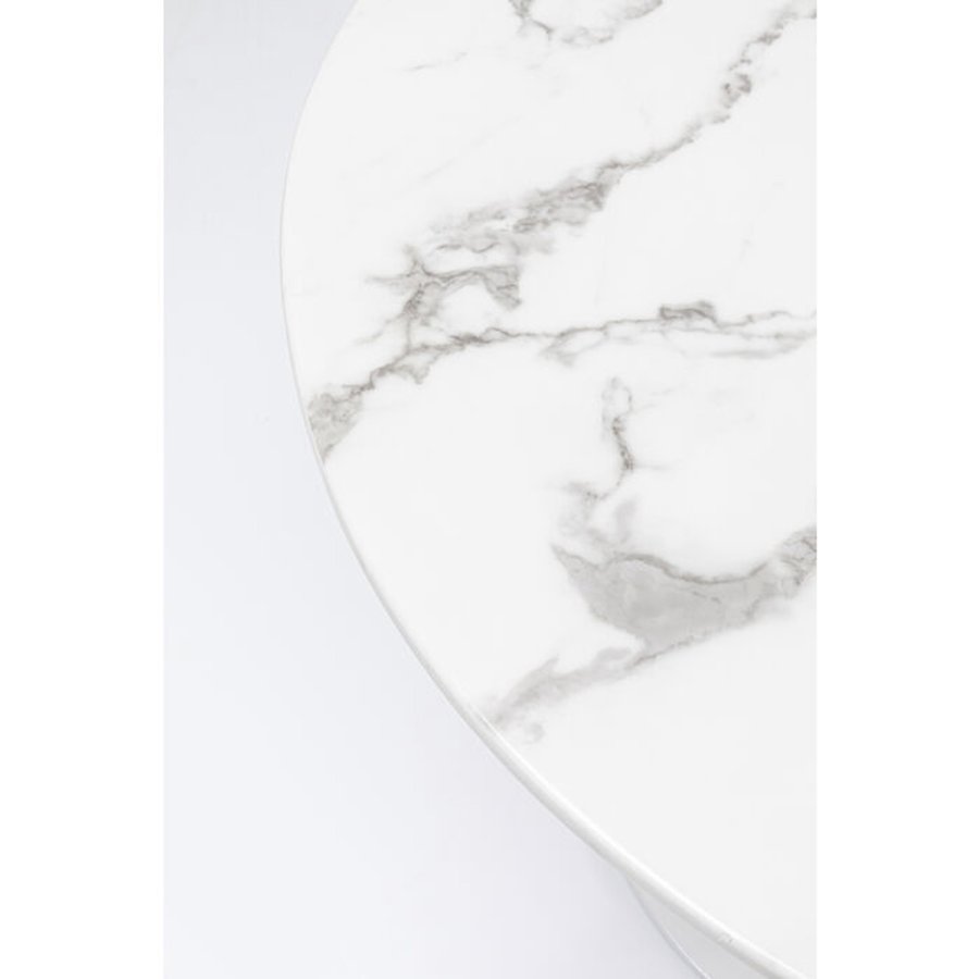 KARE DESIGN Veneto Marble White spisebord, rund - hvid mineralmarmor og hvid stl (110)