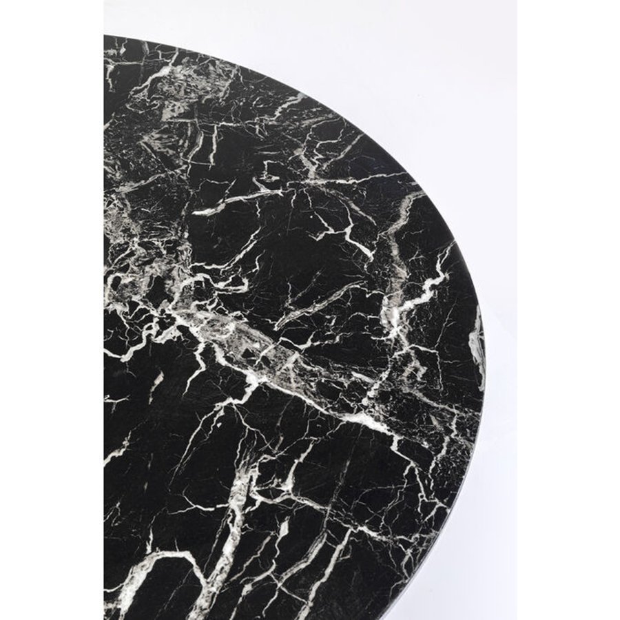 KARE DESIGN Veneto Marble Black spisebord, rund - sort mineralmarmor og sort stl (110)