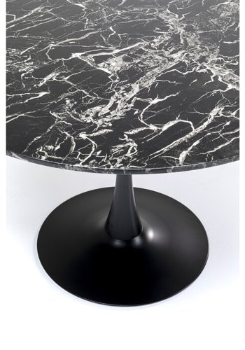 KARE DESIGN Veneto Marble Black spisebord, rund - sort mineralmarmor og sort stl (110)