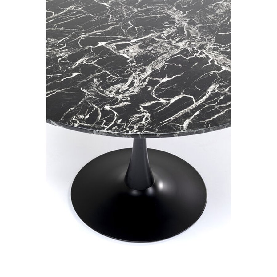 KARE DESIGN Veneto Marble Black spisebord, rund - sort mineralmarmor og sort stl (110)