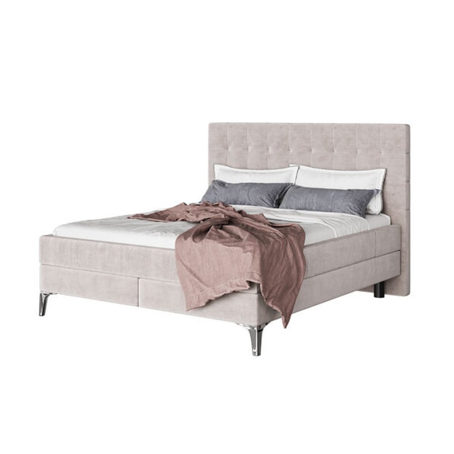 KARE DESIGN Boxspring Bed Benito Star Cream seng - creme polyester og stl (160x200)