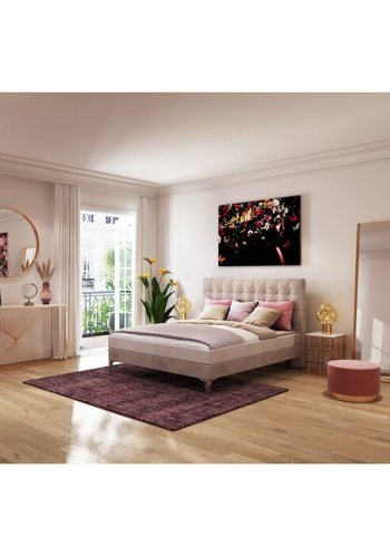 KARE DESIGN Boxspring Bed Benito Star Cream seng - creme polyester og stl (160x200)