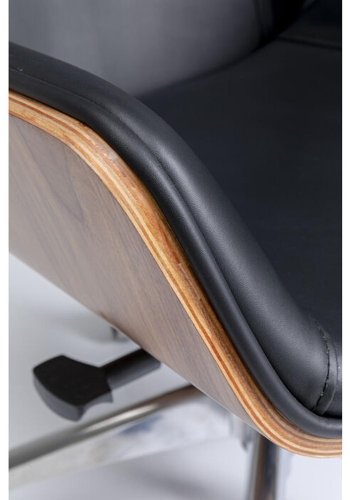 KARE DESIGN Rouven kontorstol, m. vippefunktion - sort kunstlder, brun valnddefinèr og aluminium