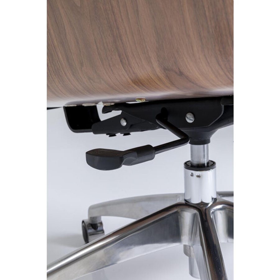 KARE DESIGN Rouven kontorstol, m. vippefunktion - sort kunstlder, brun valnddefinèr og aluminium