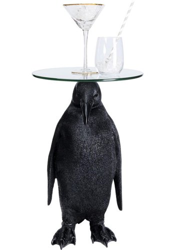KARE DESIGN Animal Ms Penguin sidebord, rundt - klart glass og polyresin (32)