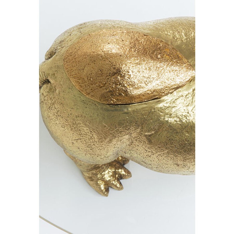 KARE DESIGN Hippo salongbord, ovalt - klart glass og gull polyresin (80x49)