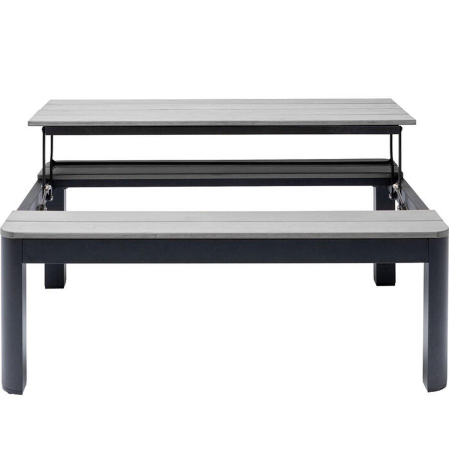 KARE DESIGN Holiday Black multifunktionelt havebord/bord med bnk - polywood og aluminium (90x71)
