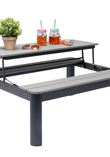 KARE DESIGN Holiday Black multifunktionelt havebord/bord med bnk - polywood og aluminium (90x71)