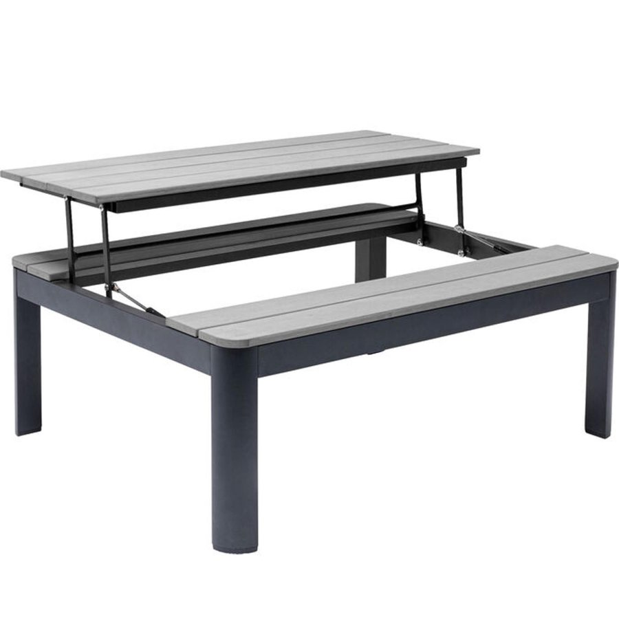KARE DESIGN Holiday Black multifunktionelt havebord/bord med bnk - polywood og aluminium (90x71)