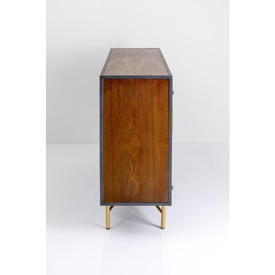 KARE DESIGN Jungle skjenk, m. 4 drer - flerfarget glass, brun finer og stl (135x95)