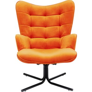 KARE DESIGN Oscar Velvet Orange snurrstol, med armstöd - orange sammetspolyester och stl