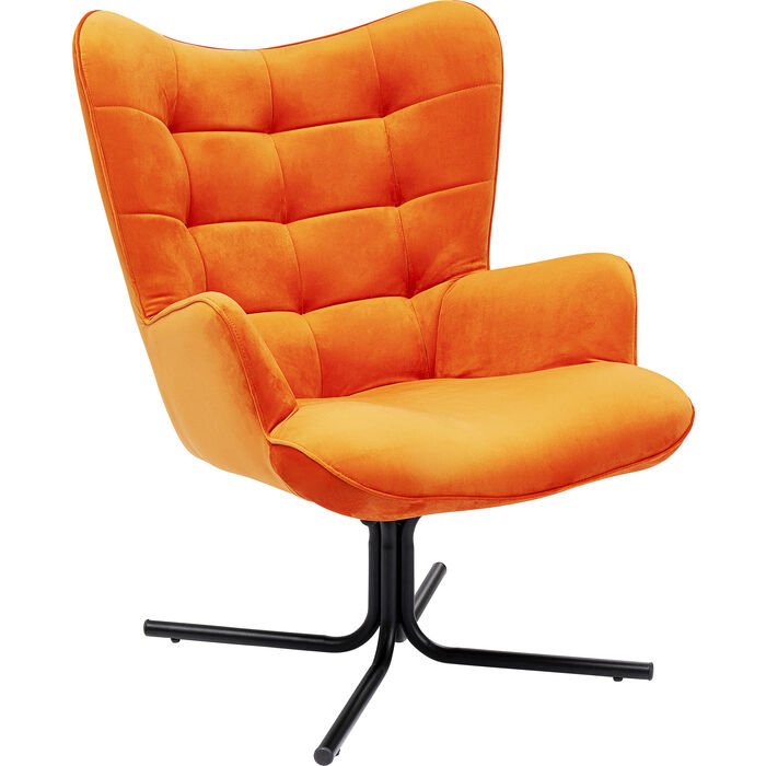KARE DESIGN Oscar Velvet Orange drejestol, m. armln - orange fljl polyester og stl