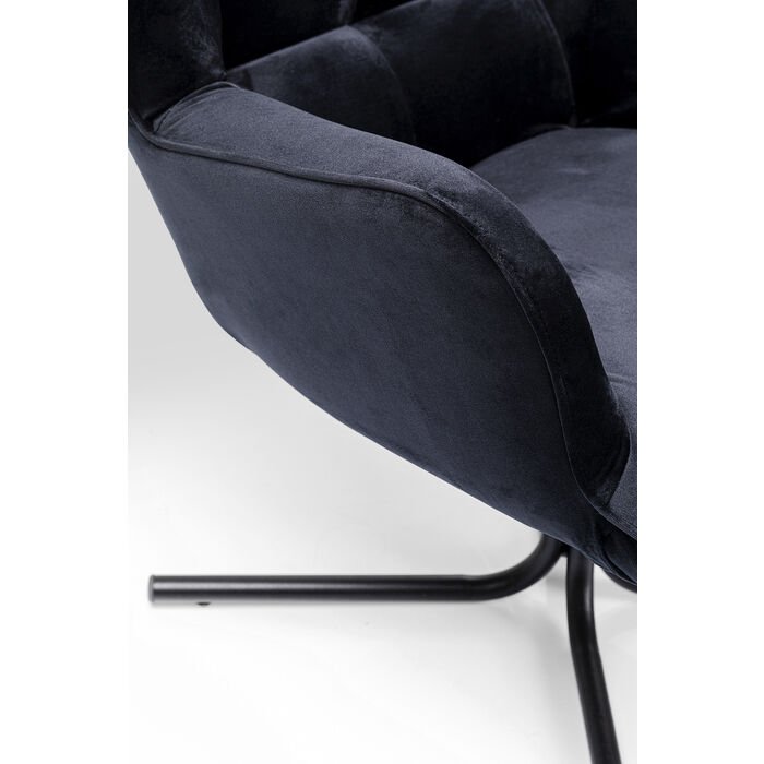 KARE DESIGN Oscar Velvet Black drejestol, m. armln - sort fljl polyester og stl