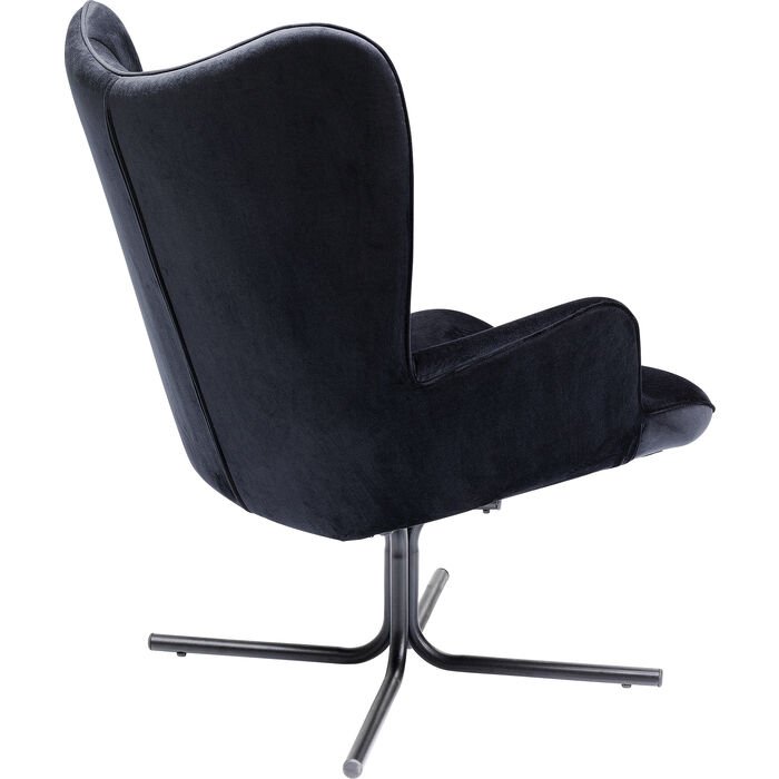 KARE DESIGN Oscar Velvet Black drejestol, m. armln - sort fljl polyester og stl