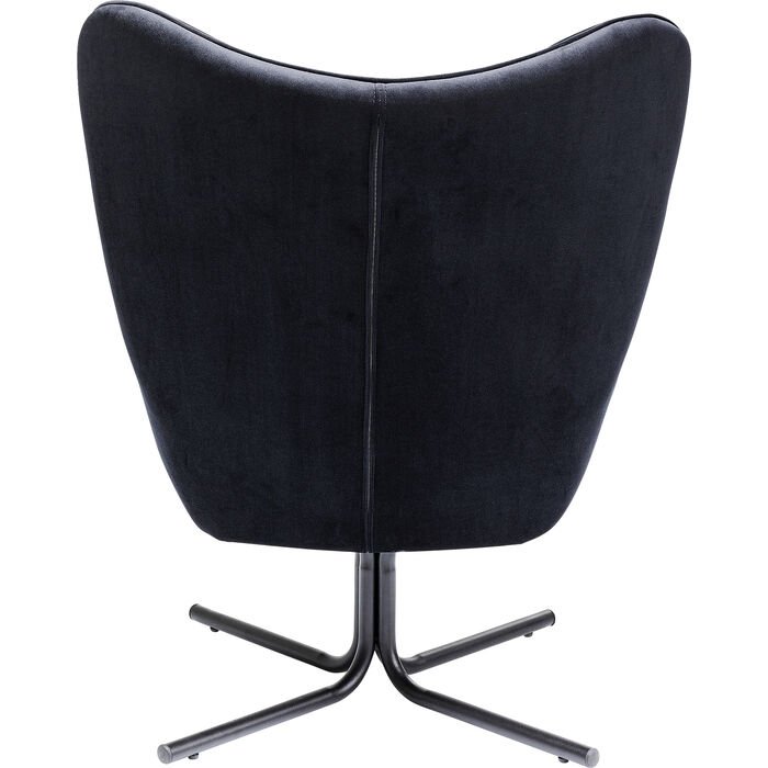 KARE DESIGN Oscar Velvet Black drejestol, m. armln - sort fljl polyester og stl