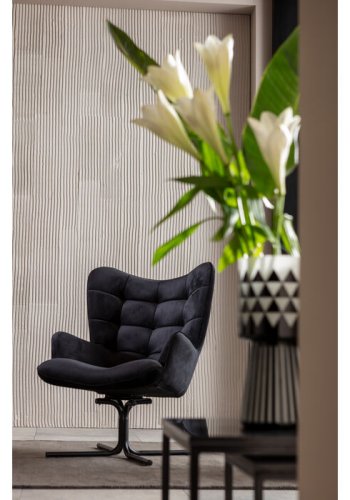 KARE DESIGN Oscar Velvet Black drejestol, m. armln - sort fljl polyester og stl