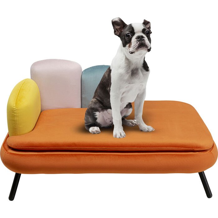 
KARE DESIGN Diva Orange katte- og hundeseng - oransje og multifarget fløyelsstoff, stål
