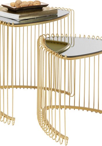 KARE DESIGN Wire Triangle Gold sidebord, trekantet - spejlglas og guld stl (st af 2)