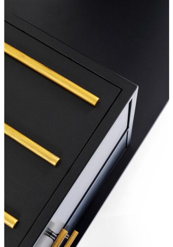 KARE DESIGN La Gomera garderobeskab, m. 1 lge og 2 skuffer - klar glas, sort MDF, messing/sort stl