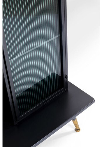 KARE DESIGN La Gomera garderobeskab, m. 1 lge og 2 skuffer - klar glas, sort MDF, messing/sort stl