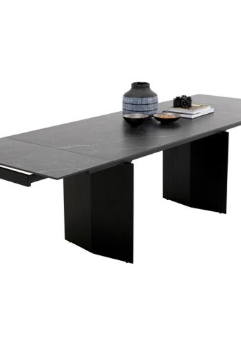 KARE DESIGN Novel spisebord, inkl. 2 tillgsplader - sort keramik stentj og stl (180(40+40)x90)