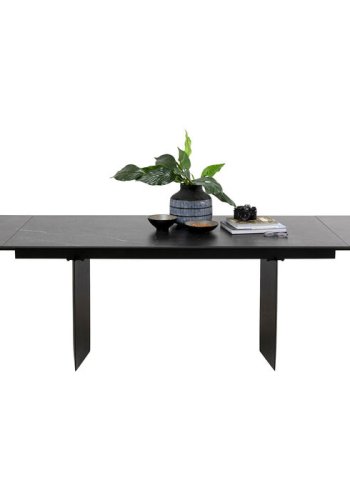 KARE DESIGN Novel spisebord, inkl. 2 tillgsplader - sort keramik stentj og stl (180(40+40)x90)