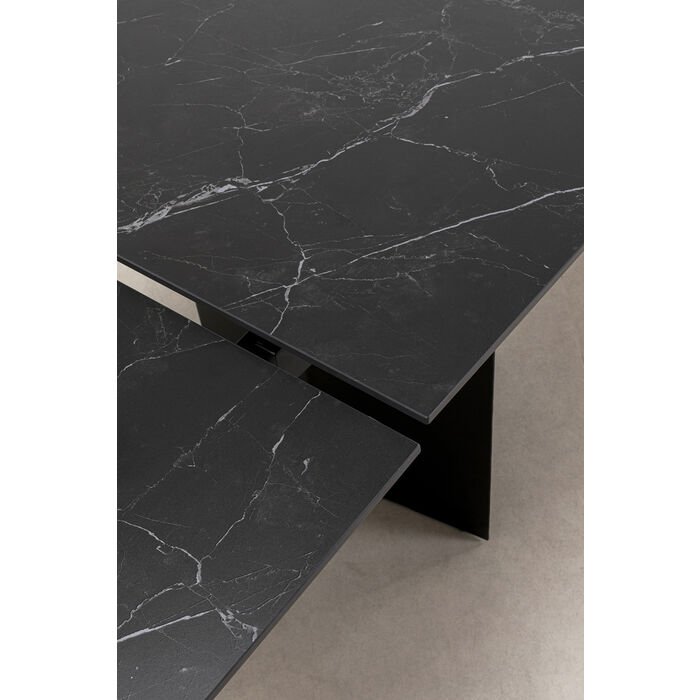 KARE DESIGN Novel spisebord, inkl. 2 tillgsplader - sort keramik stentj og stl (180(40+40)x90)