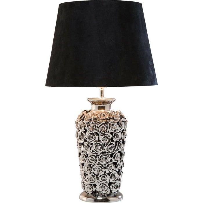 KARE DESIGN Rose Multi bordlampe -  sort velour og slv lertj