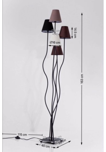 KARE DESIGN Fleksibel Mokka Cinque gulvlampe - flerfarget stoff og stl