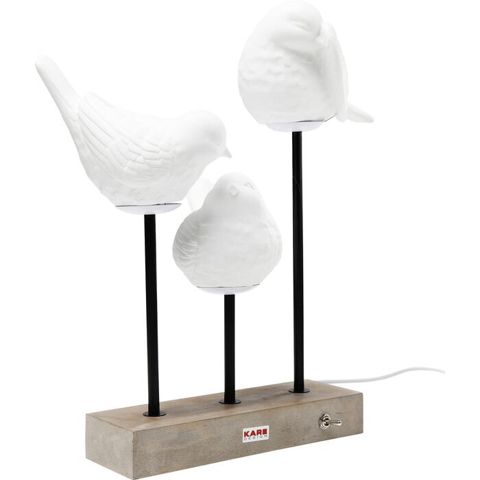 KARE DESIGN Animal Birds LED bordlampe - hvid porceln og beton