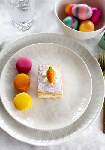 KARE DESIGN Karma middagstallerken, m. relieffmnster, rund - hvit keramikk (22)