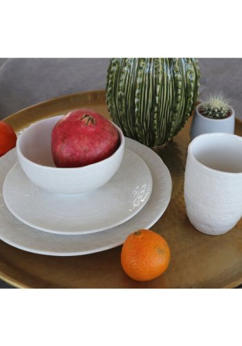 KARE DESIGN Karma krus, m. relieffmnster, rund - hvit keramikk (H:9)