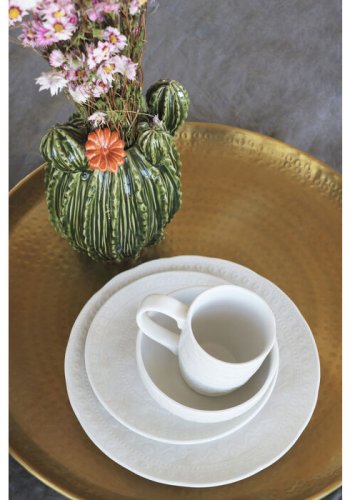 KARE DESIGN Karma krus, m. relieffmnster, rund - hvit keramikk (H:9)