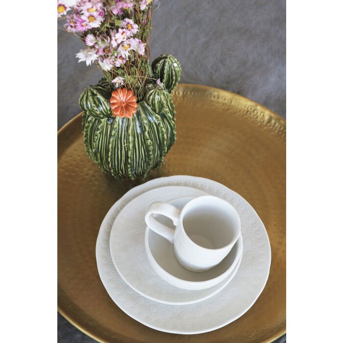 KARE DESIGN Karma krus, m. relieffmnster, rund - hvit keramikk (H:9)