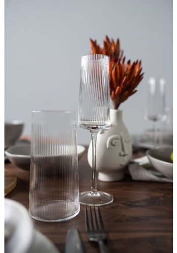 KARE DESIGN Riffle champagneglass, med riller - klart glass (H:25)