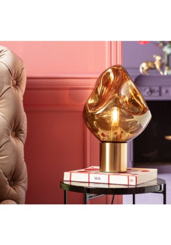 KARE DESIGN Dough bordlampe, rund - guld glas og messing stl (H:38)