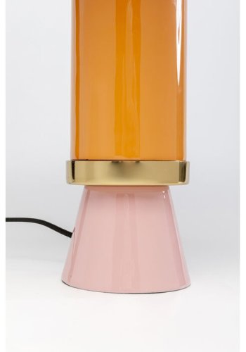 KARE DESIGN Josy Tischleuchte - rosa und ockerfarbener Emaille-Stahl