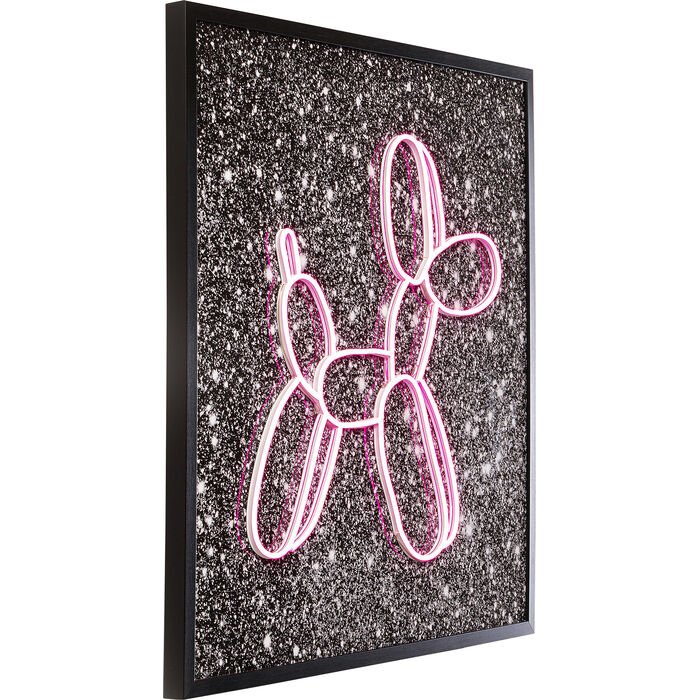 KARE DESIGN Balloon Dog glasbillede, m. LED lys og ramme - multifarvet akryl (80x80)