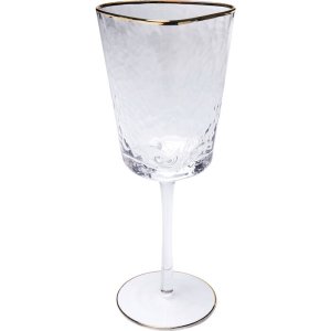 KARE DESIGN Hommage rdvinsglas, med struktur och guldkant, handgjort - klart glas (H:23,5)