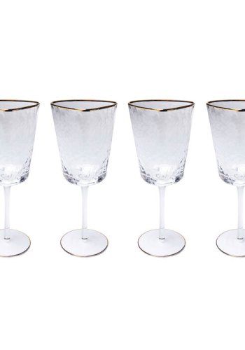 KARE DESIGN Hommage rdvinsglass, med struktur og gullkant, hndlaget - klart glass (H:23,5)